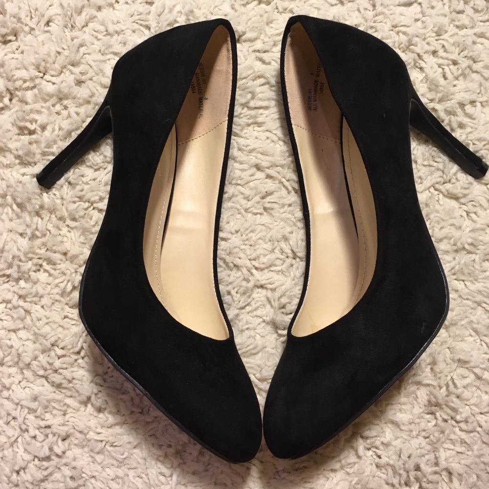 BAMBOO Black Suede Pointed Toe Stiletto Pumps